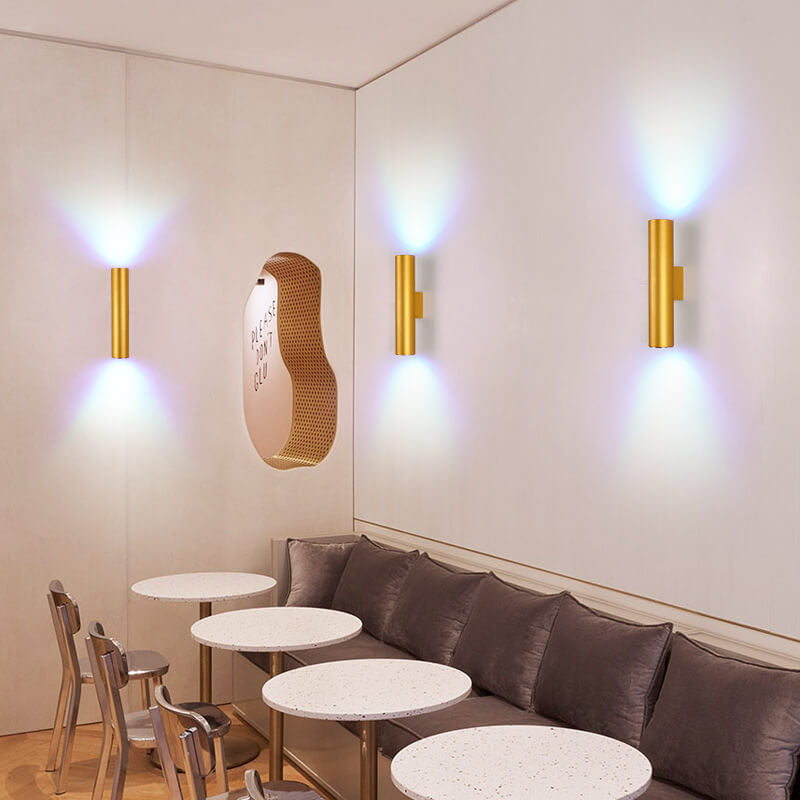 Garduru sylinderformet vegglampe i aluminium | 2 pærer | Moderne design | Innendørs og utendørs