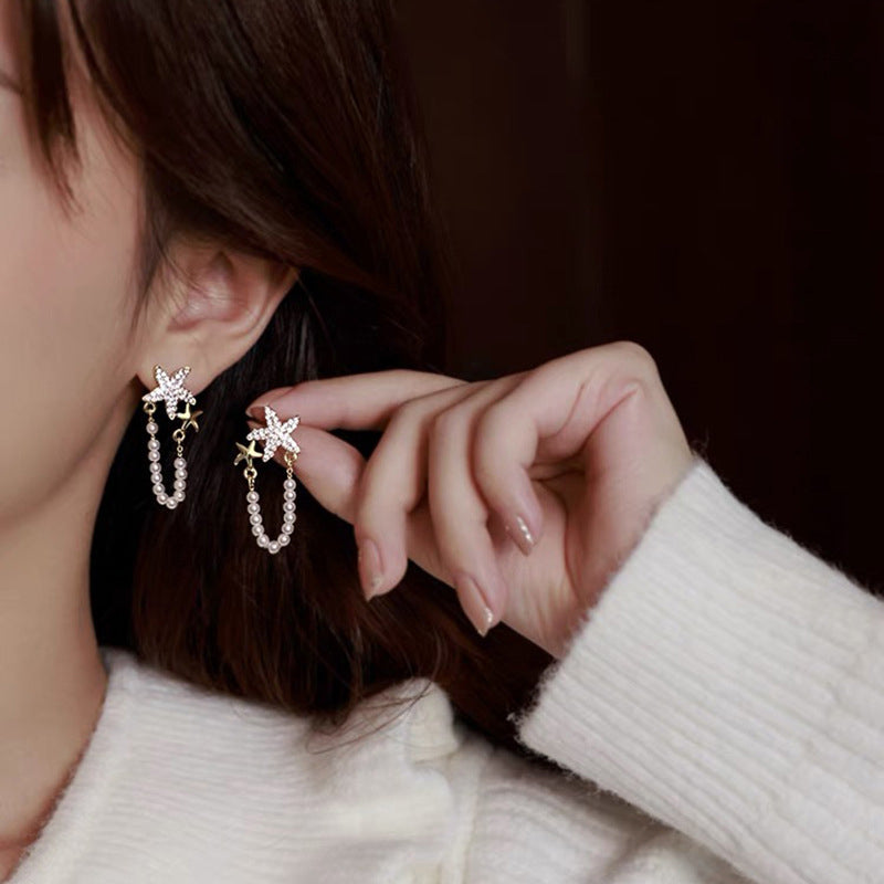 Norvo | Diamant sjøstjerne perleøredobber