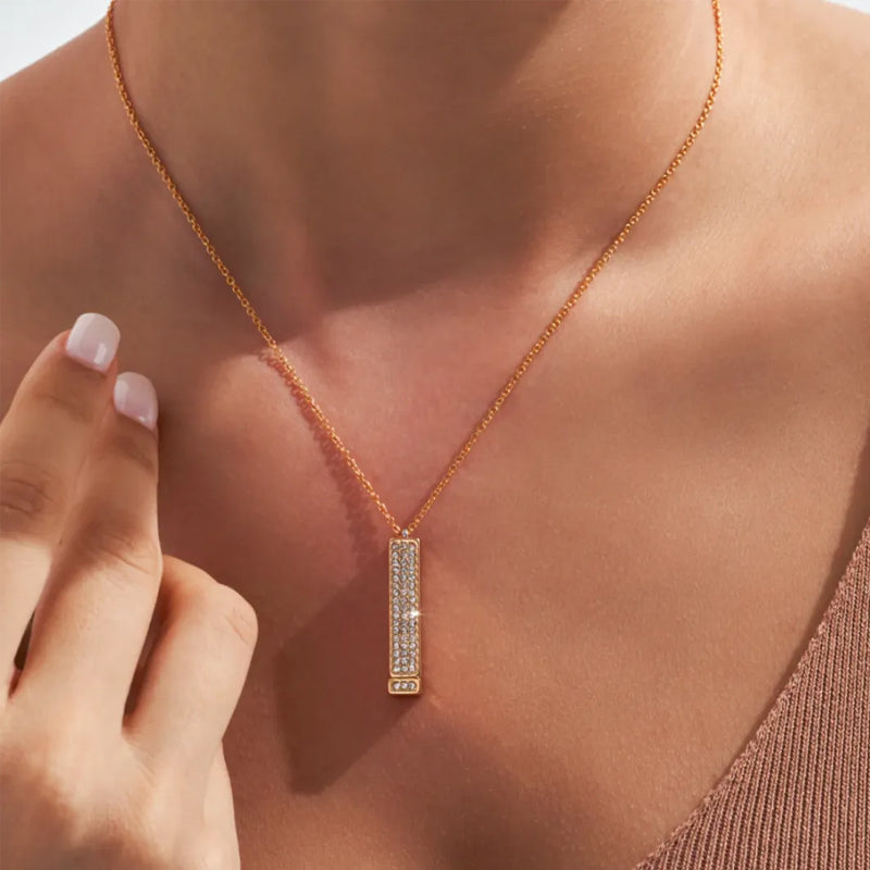 Norvo | Secret I love you message bar necklace