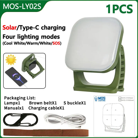Norvo | 80W LED Sol-Oppladbar Campinglampe med Magnet og Zoomfunksjon