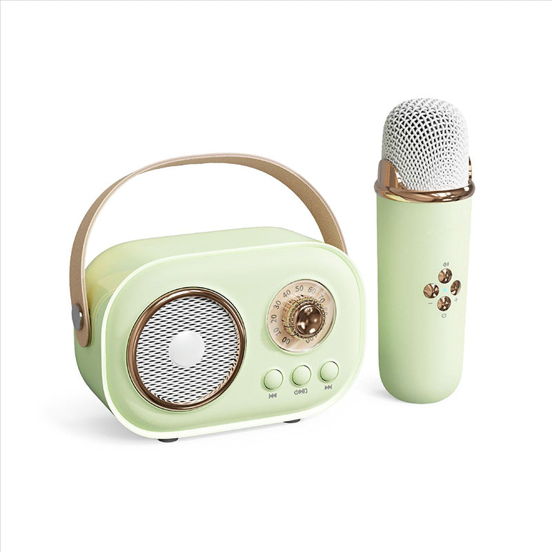 Mini Karaoke-maskin og Bluetooth-høyttaler med trådløs mikrofon