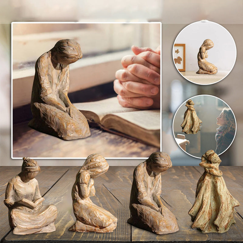 Norvo | Sweet Hour of Prayer, vakker håndstøpt inspirerende skulptur av en bønnende kvinne