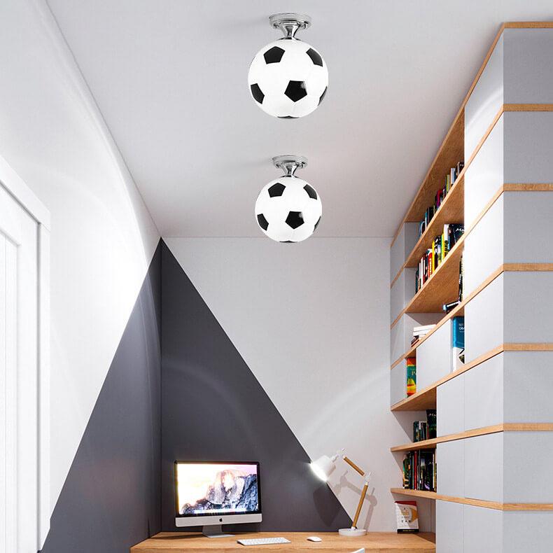 Norvo | SportLume Kreativ Taklampe | Basketball & Fotball Design | Halvmontert | Glasslampe