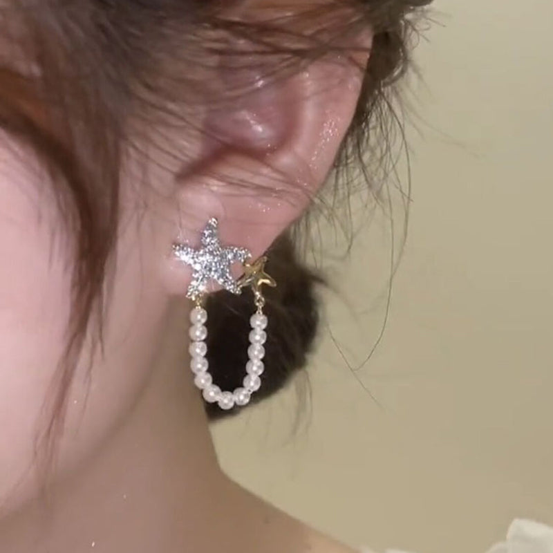 Norvo | Diamant sjøstjerne perleøredobber