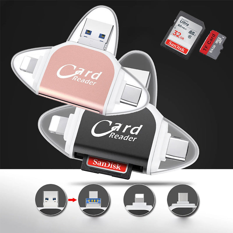 Norvo | Multi-Port 4 i 1 Universell SD TF Kortleser