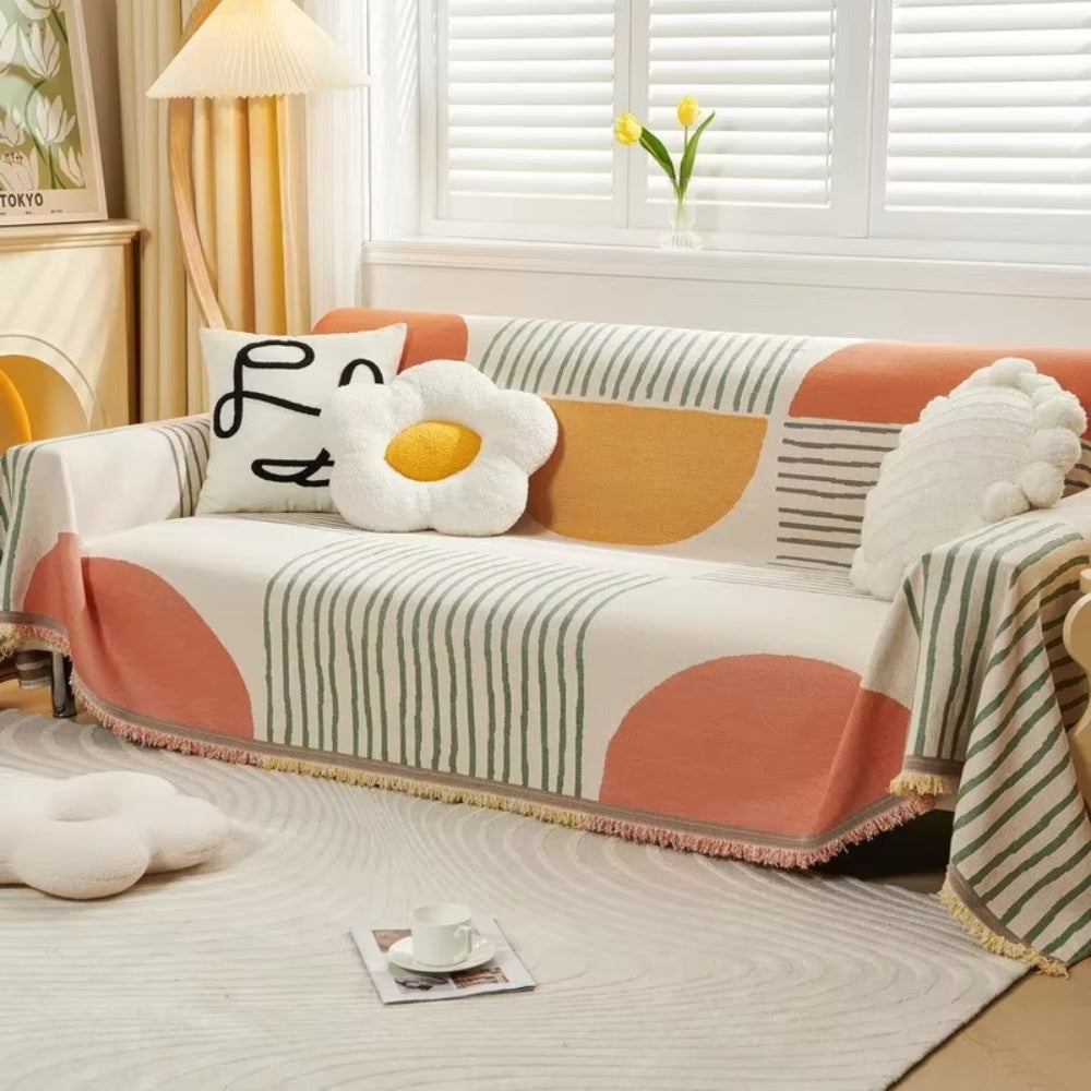 Norvo | Meringue Chenille Geometri Sofa Deksel