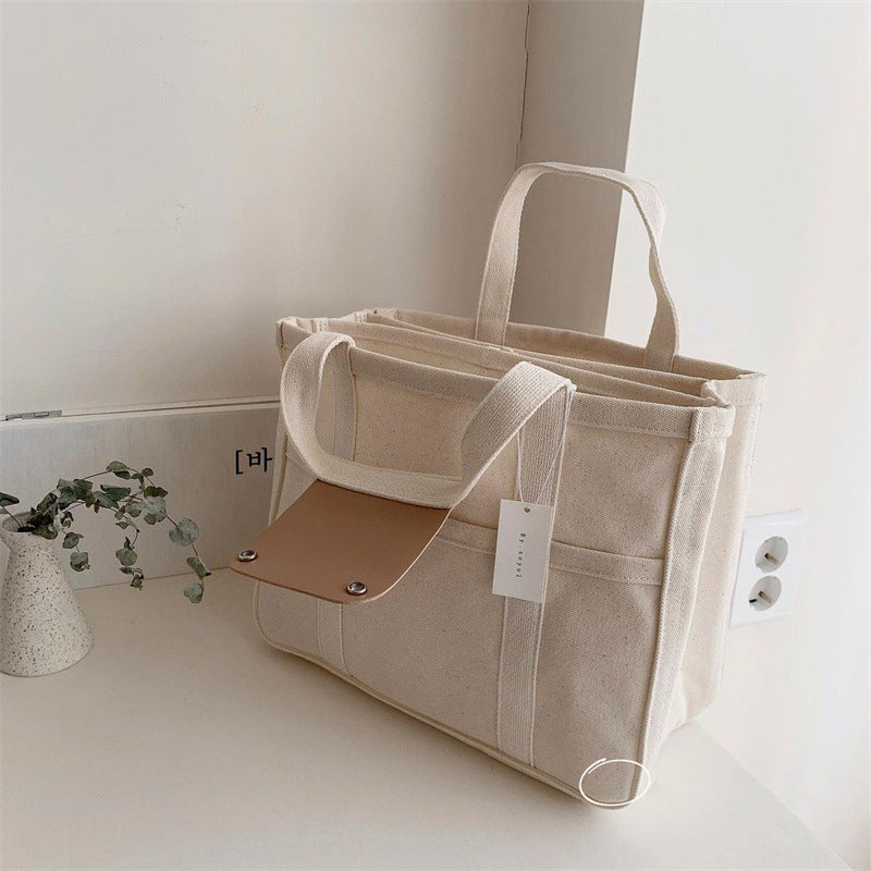 Norvo | Solid Color Canvas Shopper Bag