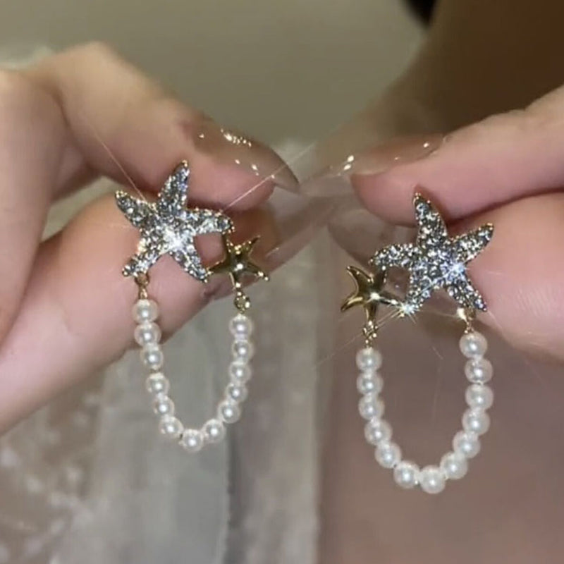 Norvo | Diamant sjøstjerne perleøredobber