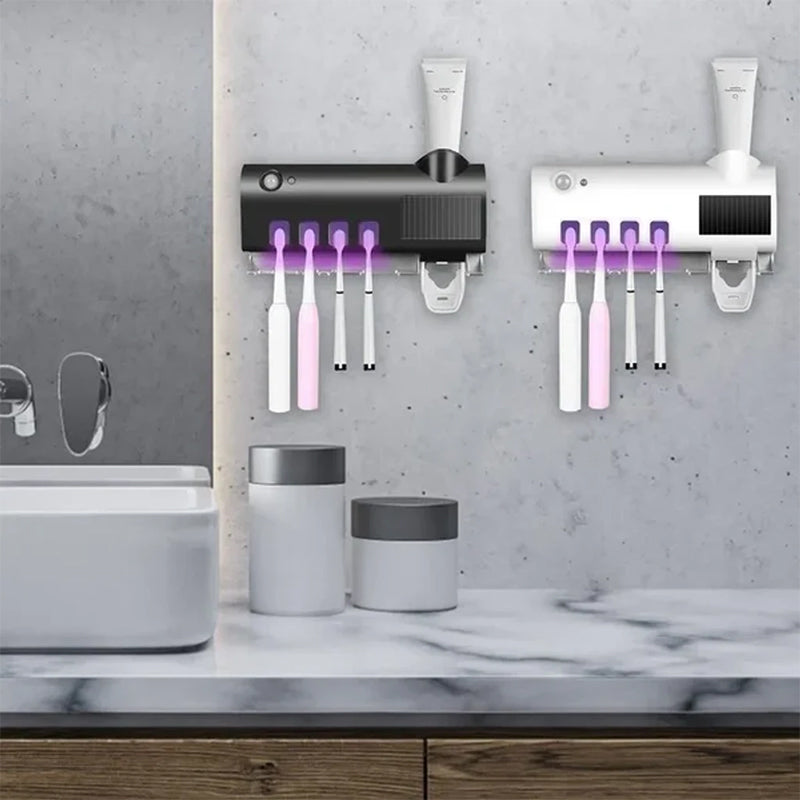 Norvo | Smart UV Lys Sterilisator Tannbørsteholder, Veggmontert Tannkremdispenser