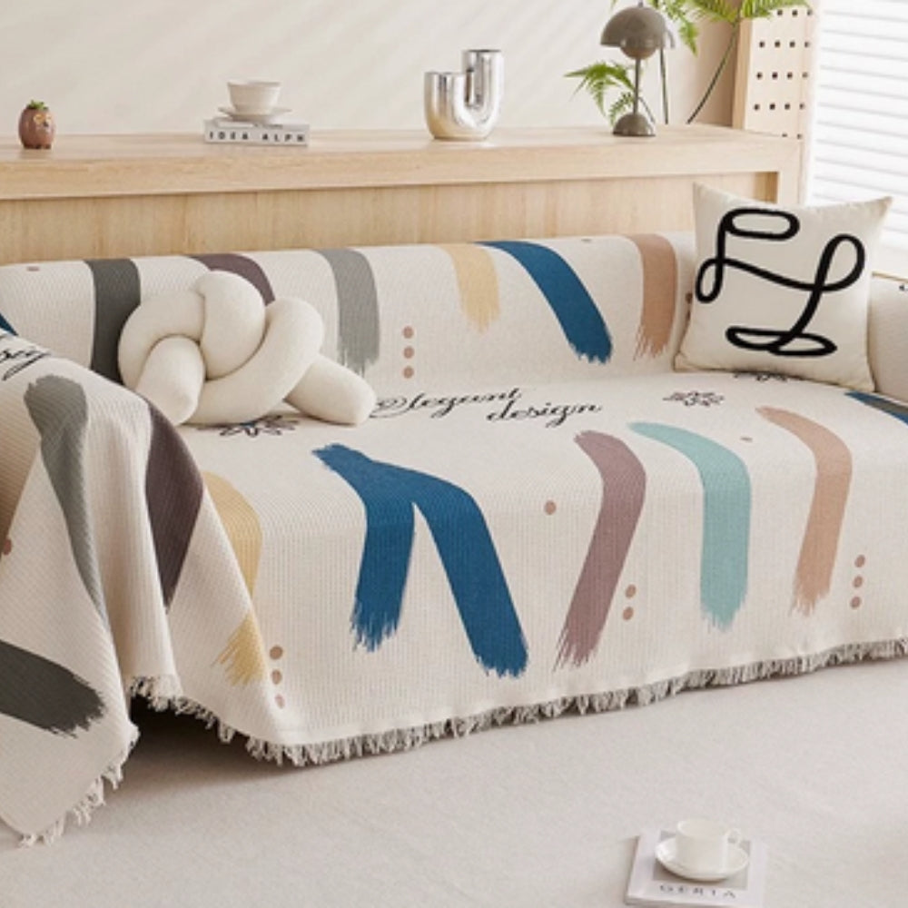 Norvo | Lumiere Abstract Tasseled Sofa Cover
