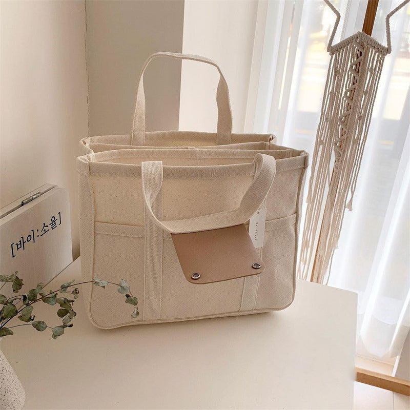 Norvo | Solid Color Canvas Shopper Bag