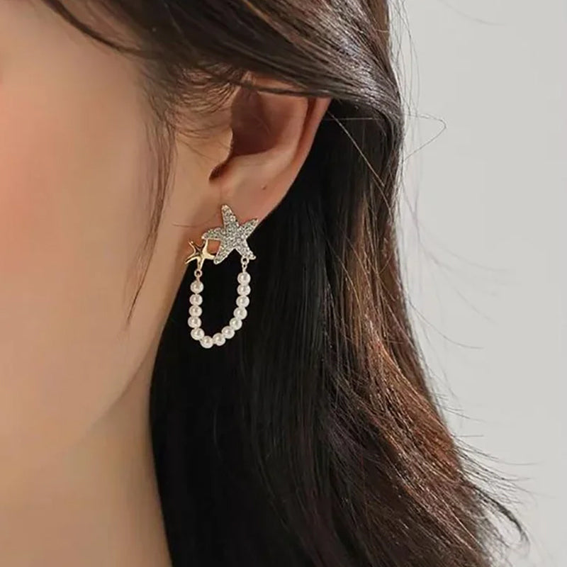 Norvo | Diamant sjøstjerne perleøredobber