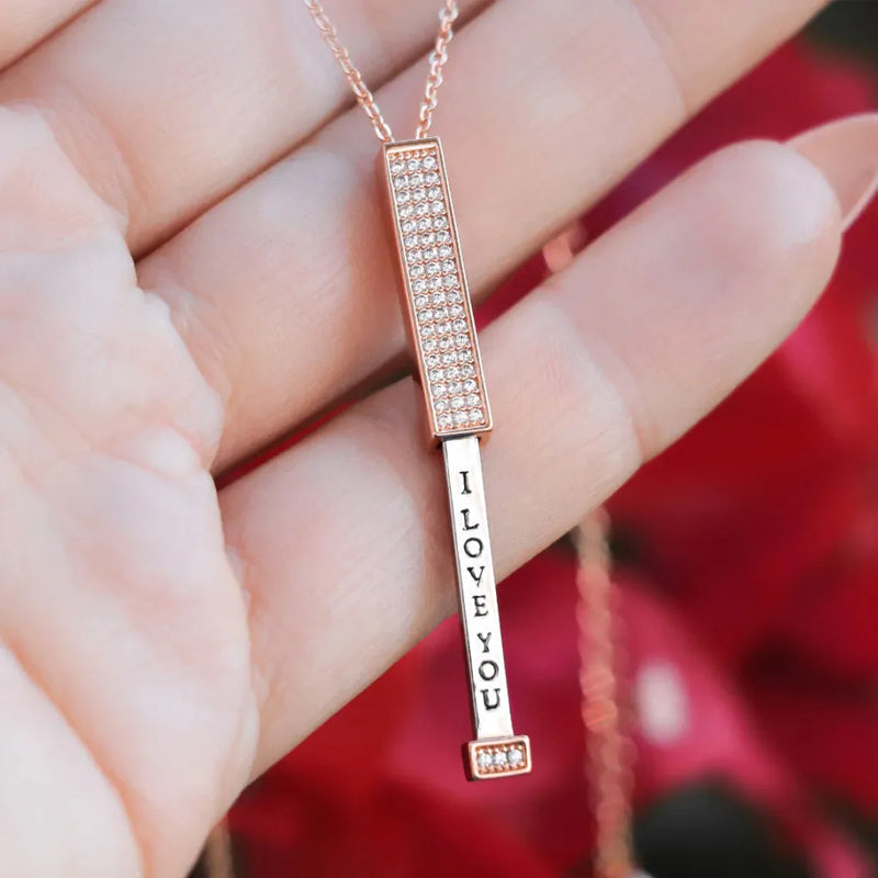 Norvo | Secret I love you message bar necklace