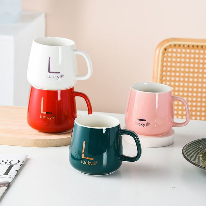 Stor-kapasitet keramikk kopp med lokk og skje kaffekopp gavesett | Norvo