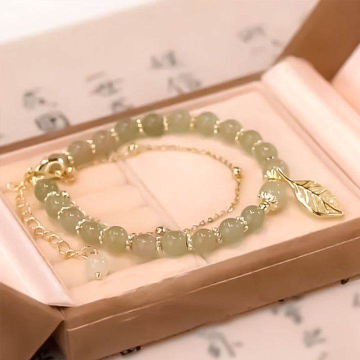 Norvo | Hetian Jade Leaf Gold Bracelet