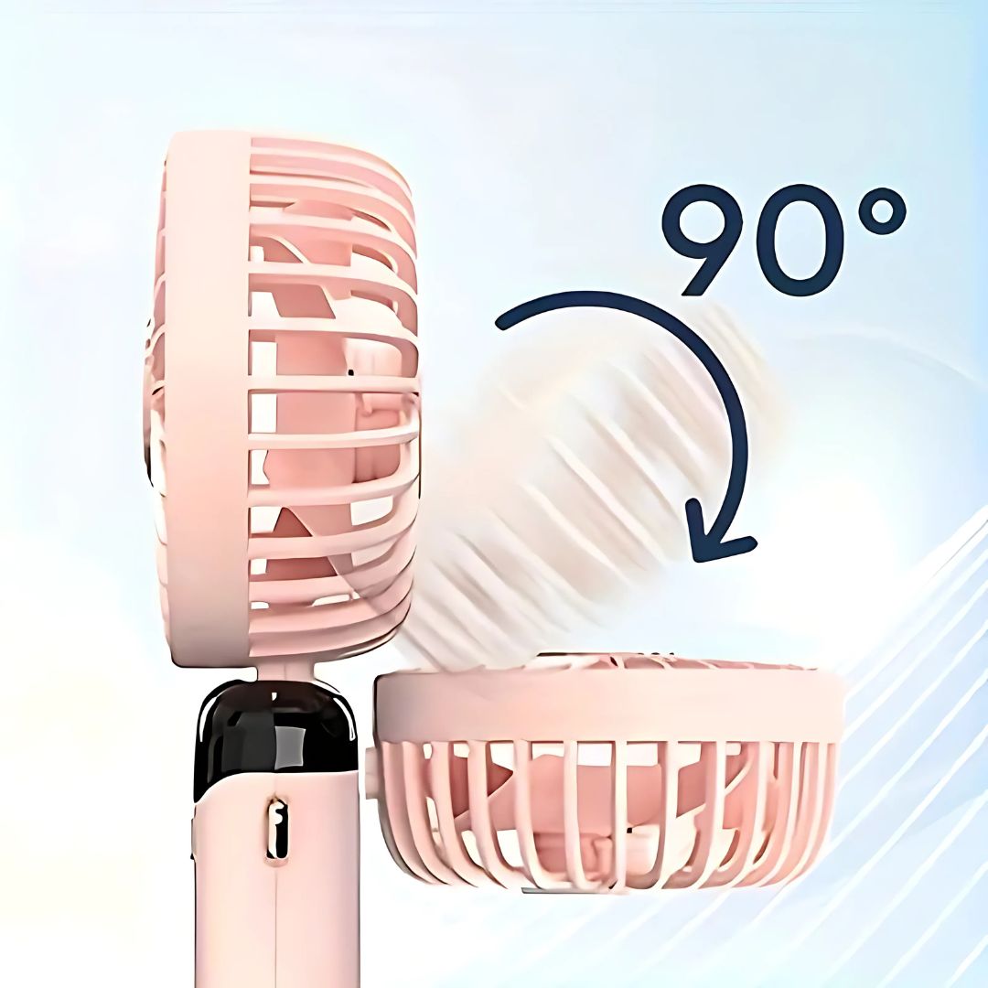 Norvo | Oppladbar Håndholdt Mini Vifte | 5-Hastigheter, 90-Graders Justerbar & Stille for Kontor, Hjem & Utendørs Bruk