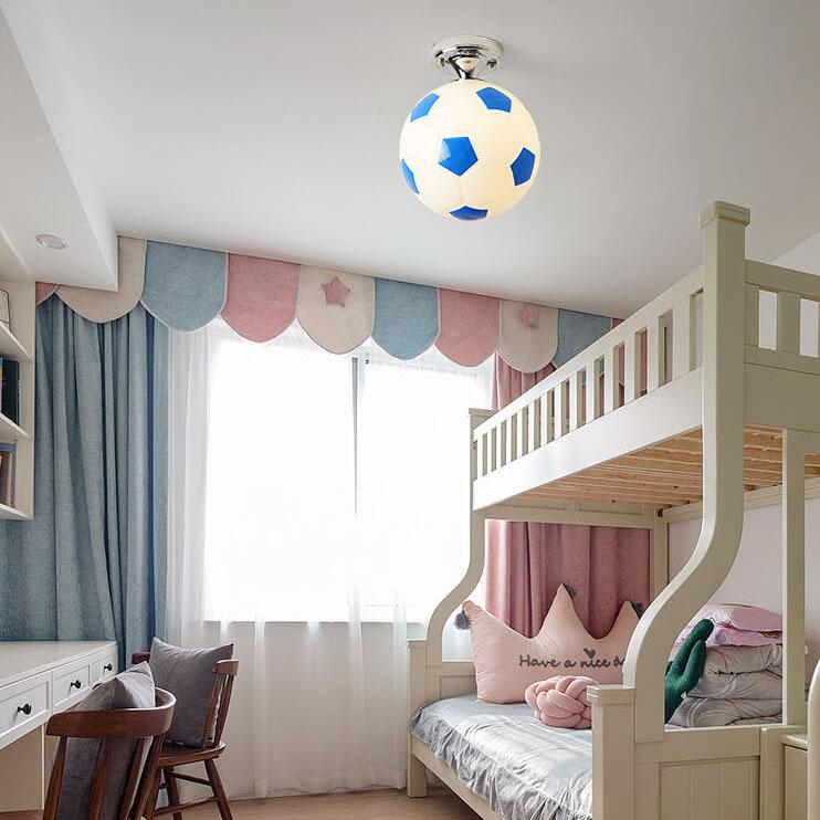 Norvo | SportLume Kreativ Taklampe | Basketball & Fotball Design | Halvmontert | Glasslampe
