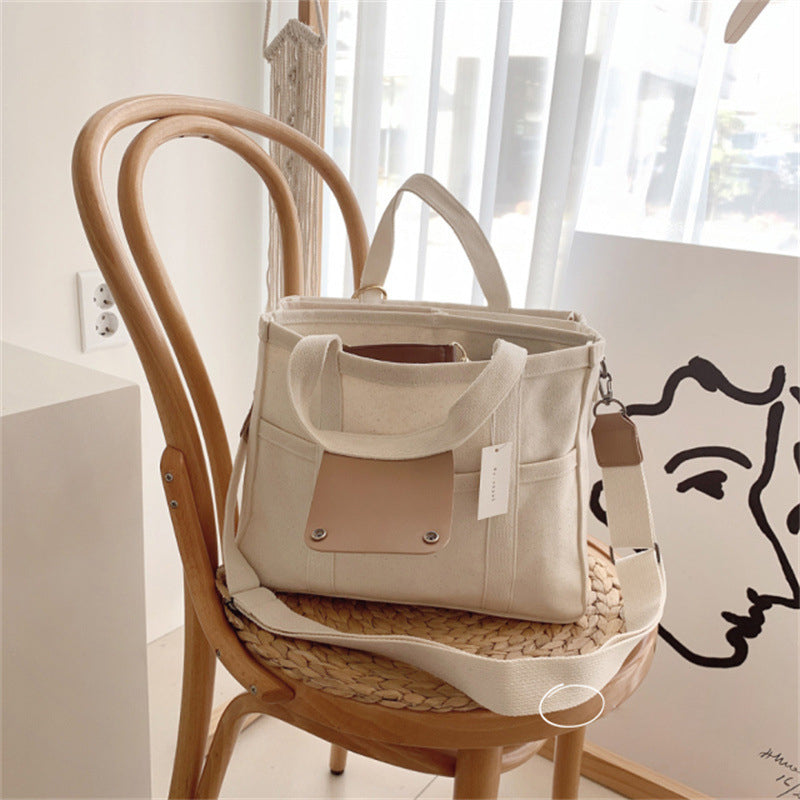 Norvo | Solid Color Canvas Shopper Bag