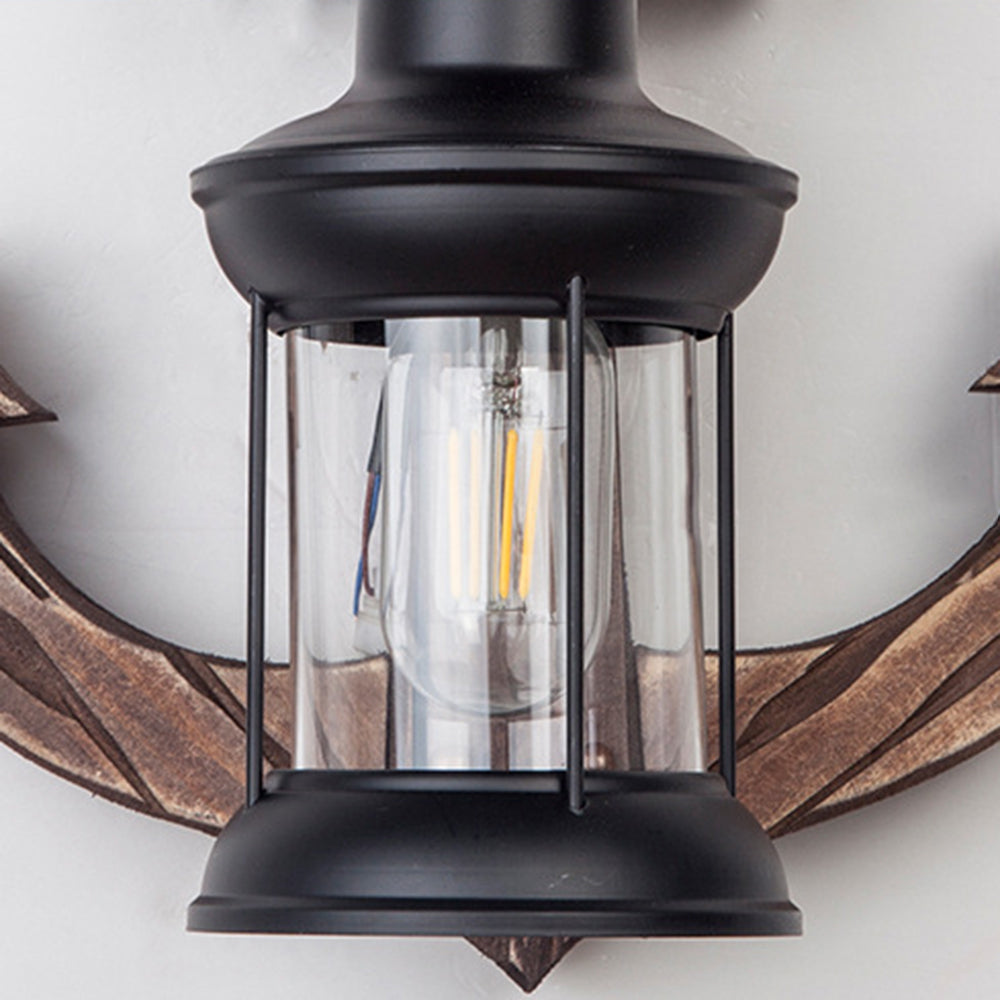 Norvo | Rustikk Tre Anker Vegglampe med Lantern