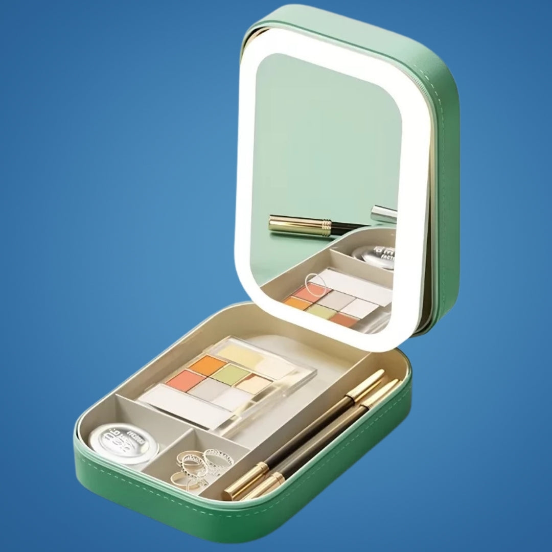 LED Lyskilde Speil – Justerbar Vinkel – Organisator for Skjønnhetselskere – Sterk Belysning for Utenfeil Utseende Norvo