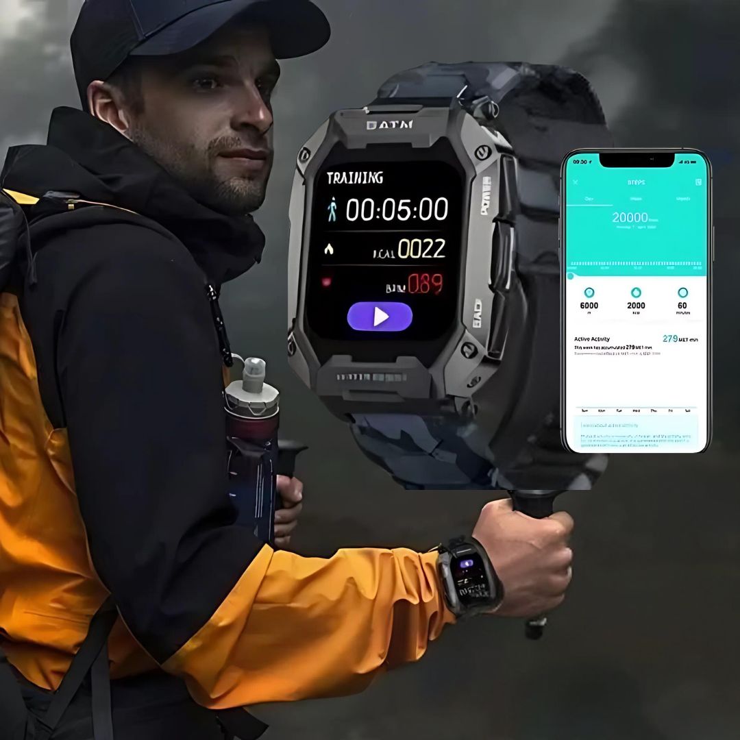 TactiX ARMY Series Smartwatch med militærdesign | Holdbar GPS - Fitness Tracker - for utendørs eventyr - militært personell og taktisk bruk Norvo