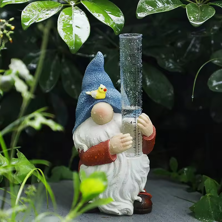 Norvo | Gnomisk Hage Statue med Harpiks Regnmåler