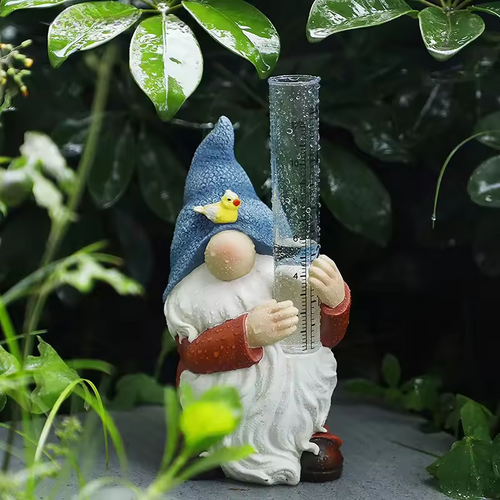 Norvo | Gnomisk Hage Statue med Harpiks Regnmåler