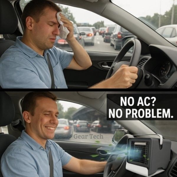 Norvo | Bærbar Mini Luftkondisjonerer | Ultra-bærbart Bil AC System, Stillegående 4-blad Design & Ideell for Hjem, Kontor, og Reisebruk