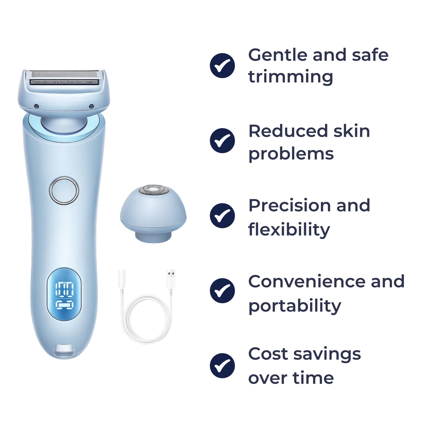 Irritasjonsfri Mild Barbering – Vanntett Våt & Tørr – Presisjonshode – Kvinner med Sensitiv Hude Norvo