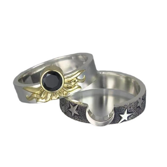 Norvo | Vintage Stjerne Måne Sol Ring Sett