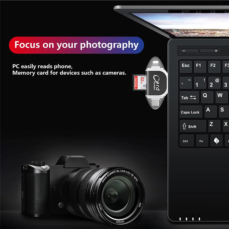 Norvo | Multi-Port 4 i 1 Universell SD TF Kortleser