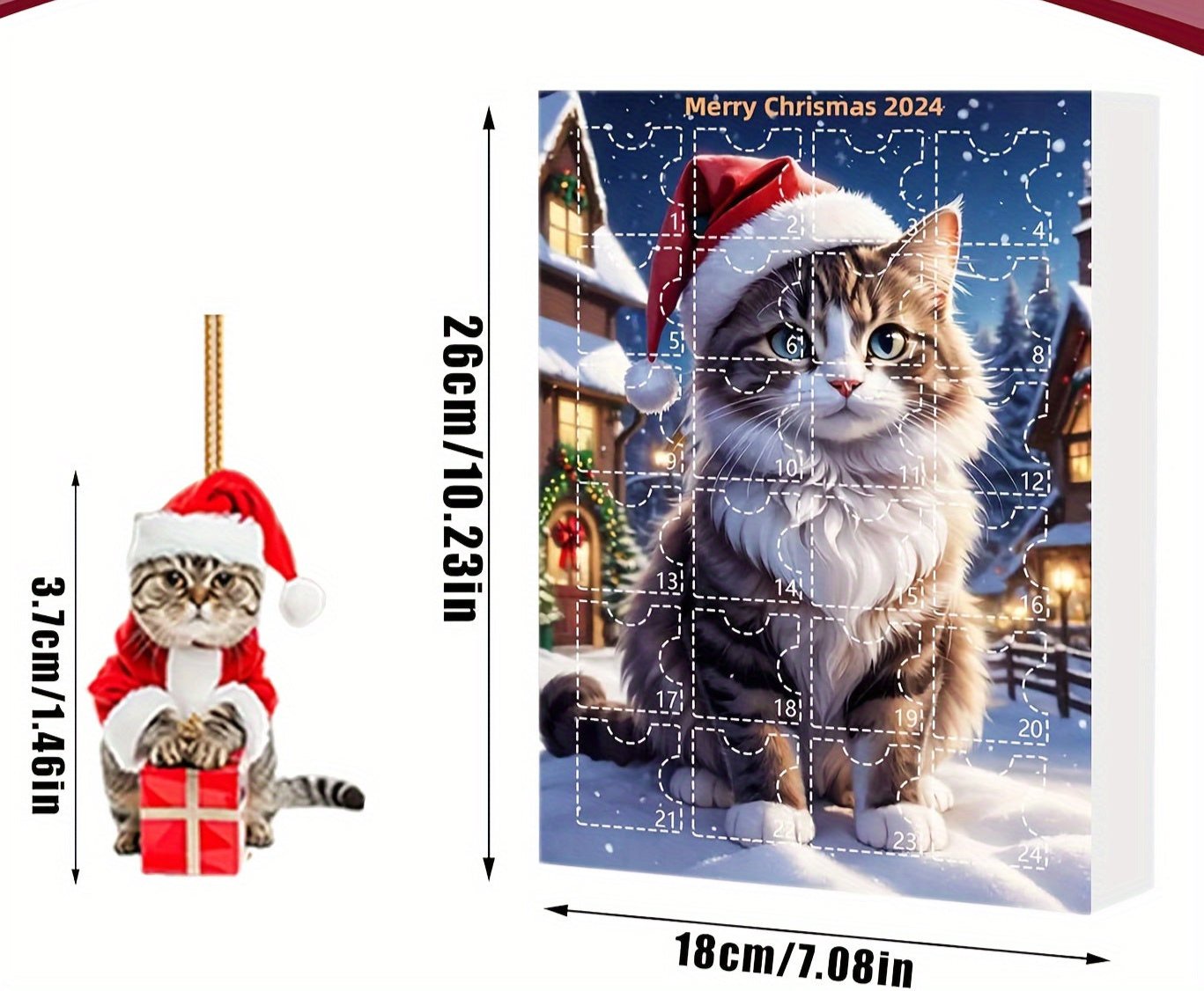 Norvo | Vintage Cats Advent Calendar – 24-dels julekalender med akrylhengelapper