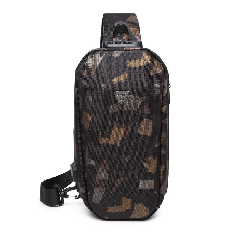 Norvo | Hard Shell Sling Bag med lås, USB-port, vanntett materiale, tyverisikre glidelåser