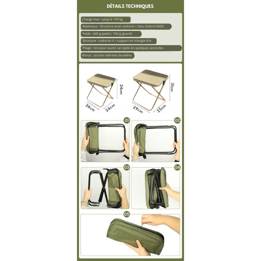 Norvo | 2-i-1 Stolveske – Ultralett Sammenleggbar Ryggsekk med Innebygd Sete