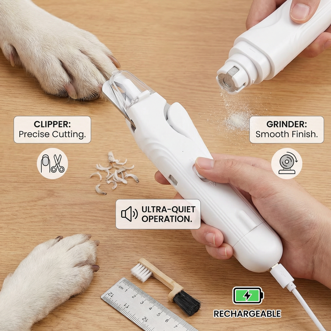 2-i-1 Profesjonell Hund Klipphammer & Slipemaskin – Ultra-Stille & Oppladbar Norvo