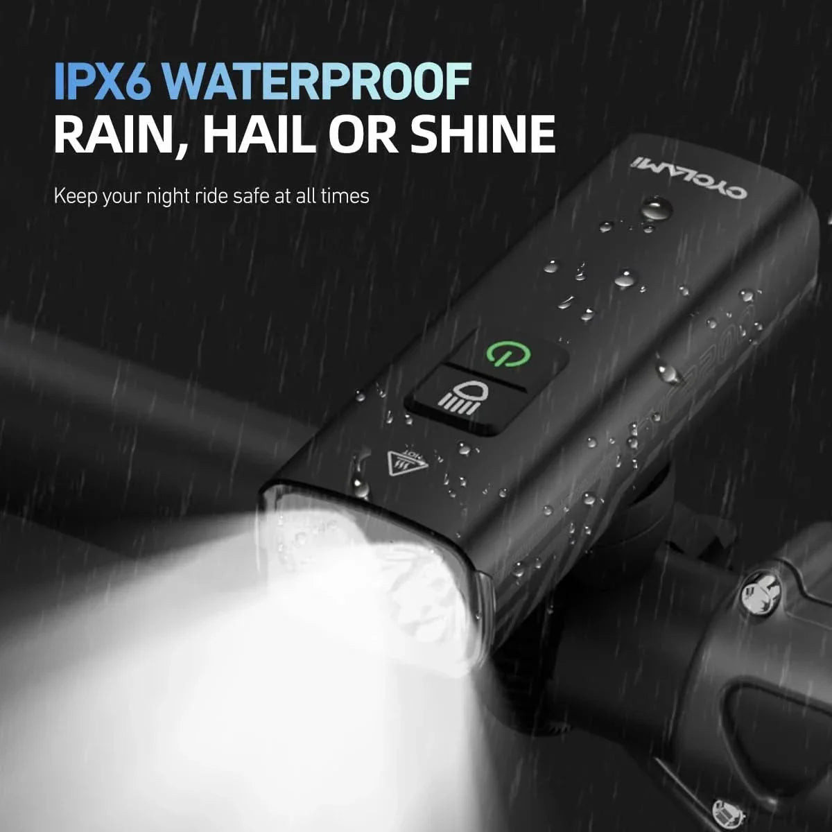 Norvo | Kraftig LED sykkellykt med 2000 lumen og IPX6 vanntettekking