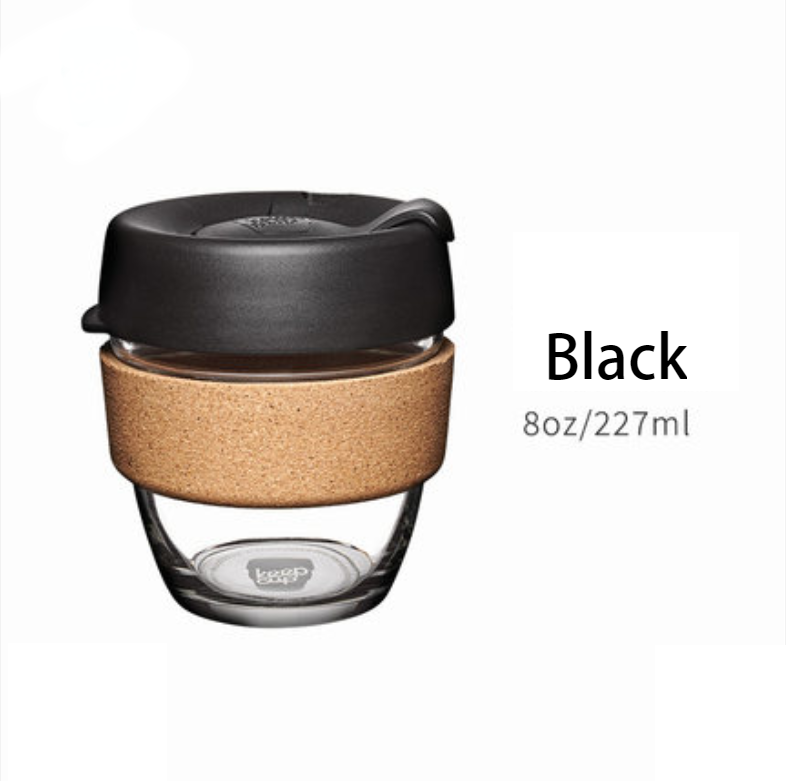 Norvo | Brukbar og bærbar glasskaffekopp med lokk og sleeve, for hjem, reise og mer