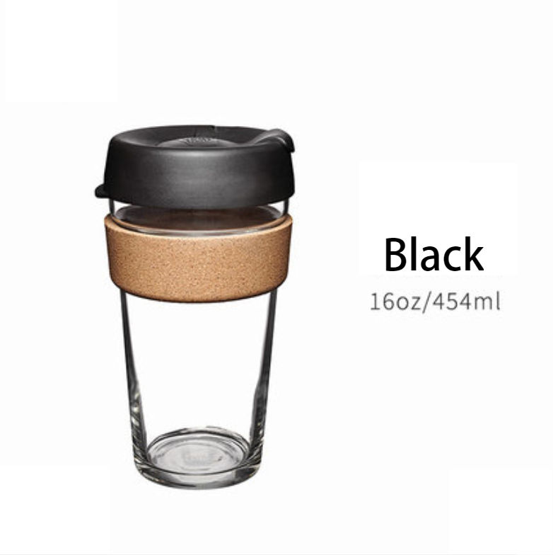 Norvo | Brukbar og bærbar glasskaffekopp med lokk og sleeve, for hjem, reise og mer