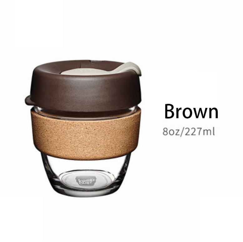 Norvo | Brukbar og bærbar glasskaffekopp med lokk og sleeve, for hjem, reise og mer