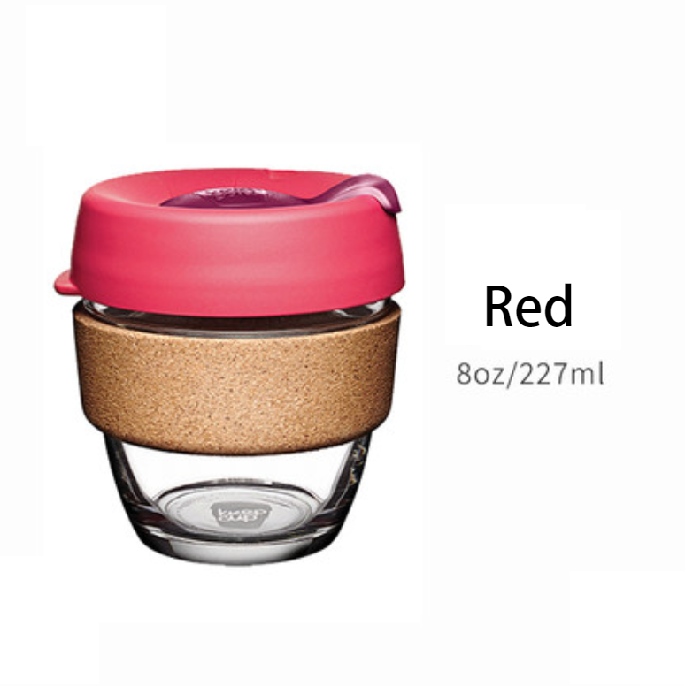 Norvo | Brukbar og bærbar glasskaffekopp med lokk og sleeve, for hjem, reise og mer