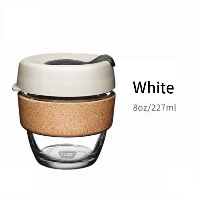 Norvo | Brukbar og bærbar glasskaffekopp med lokk og sleeve, for hjem, reise og mer