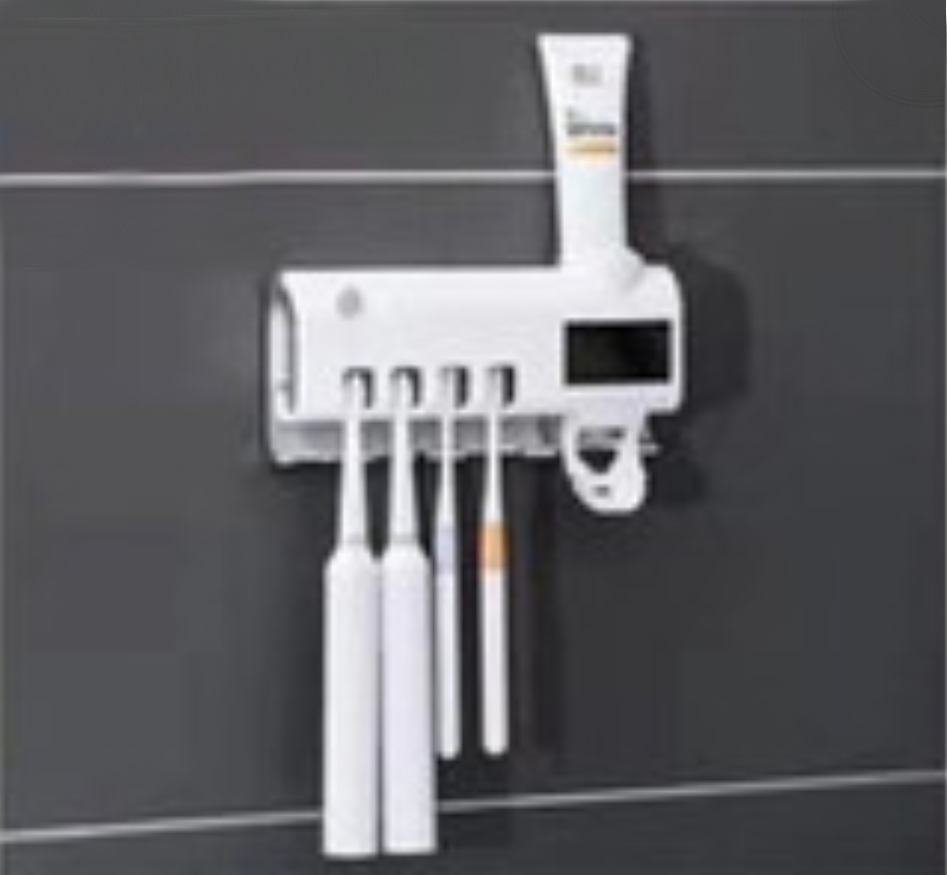 Norvo | Smart Punch-fri UV Sterilisering Tannbørste Sterilisator / Hylle med Automatisk Tannkrem, Soldrevet, Litiumbatteri Oppbevaring, Dobbelt Sterilisering & Automatisk Induksjon