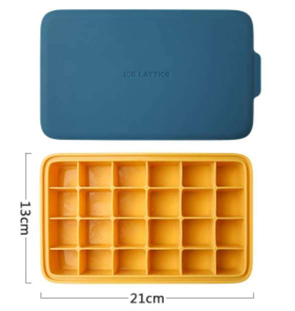 Norvo | Silikon Isform med 12 Sekskantede eller 24 Firkantede Huller, med Matkvalitets Silikon, Støvbeskyttende Lokk, Oppvaskmaskinsikker og Enkel å Ta Ut