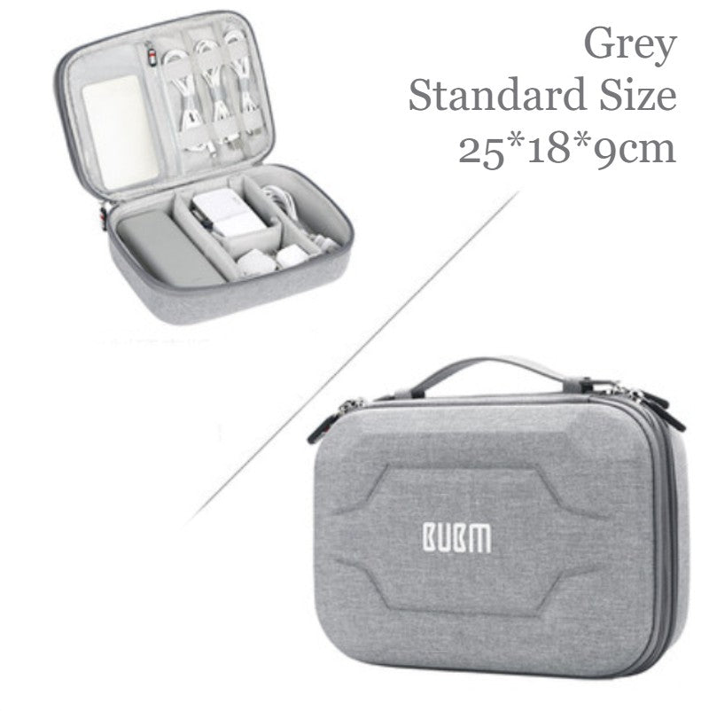 Norvo | Bærbar stor kapasitet digitalt tilbehør oppbevaringspose, med EVA hard skall, vanntett og støtsikker design, dobbel oppbevaring og justerbar skillevegg, for kabler, powerbank, kosmetikk og mer
