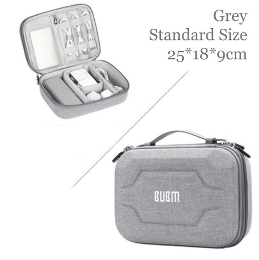 Norvo | Bærbar stor kapasitet digitalt tilbehør oppbevaringspose, med EVA hard skall, vanntett og støtsikker design, dobbel oppbevaring og justerbar skillevegg, for kabler, powerbank, kosmetikk og mer