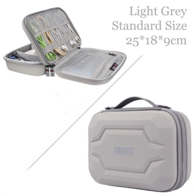 Norvo | Bærbar stor kapasitet digitalt tilbehør oppbevaringspose, med EVA hard skall, vanntett og støtsikker design, dobbel oppbevaring og justerbar skillevegg, for kabler, powerbank, kosmetikk og mer