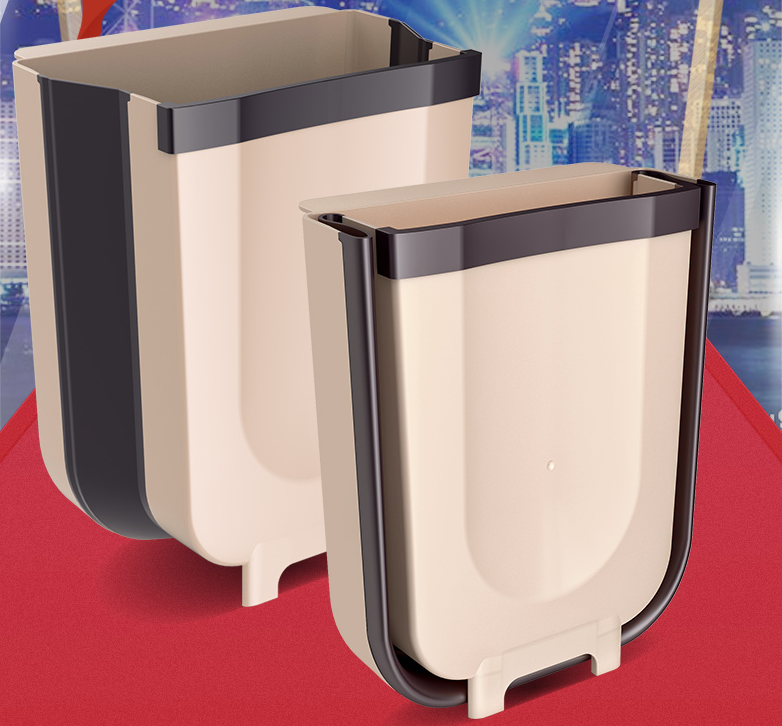 Norvo | Sammenleggbar Kjøkkenskapdør Hengende Skrallebøtte, med Søppelpose Festestropp og Sterk Belastningskapasitet, for Kjøkken, Bad, Bil og Mer