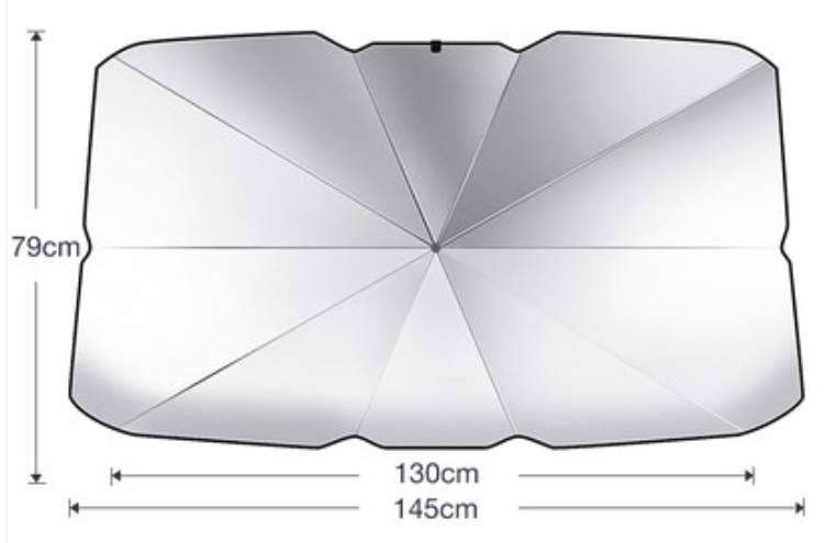 Norvo | Sammenleggbar bilvindu UV-beskyttelse solkrem varmeisolasjon paraply, med oppbevaringspose, egnet for de fleste kjøretøy