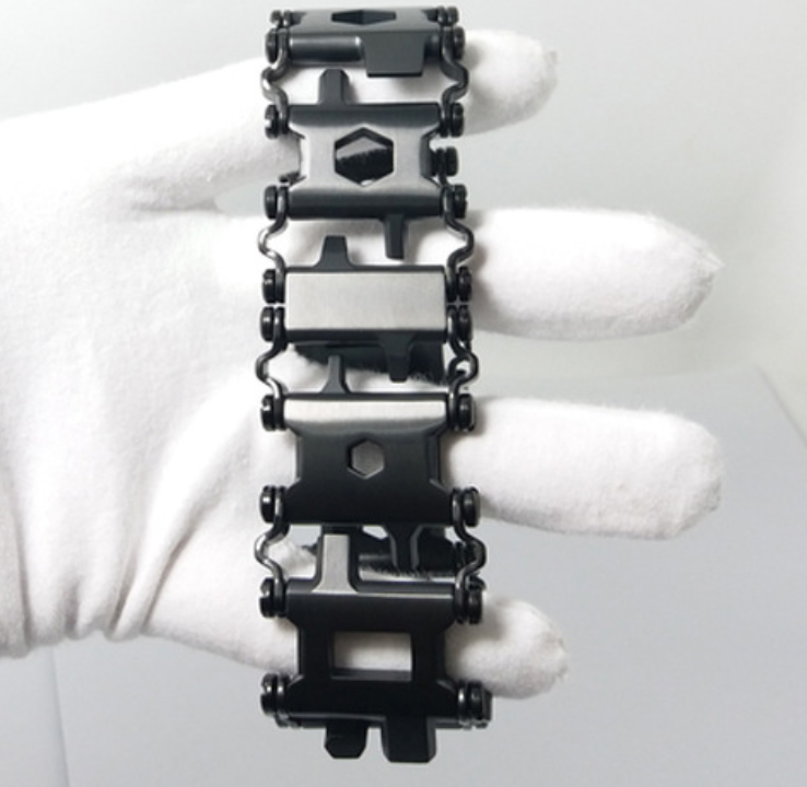 Norvo | 29-i-1 Multifunksjonell Rustfritt Stål Klokkerem/Armbånd, med 29 Skjulte Praktiske Verktøy, for Seiling, Reiser, Camping & Fotturer