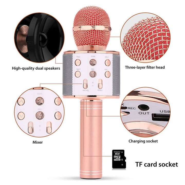 Norvo | Oppladbar trådløs Bluetooth karaoke mikrofon